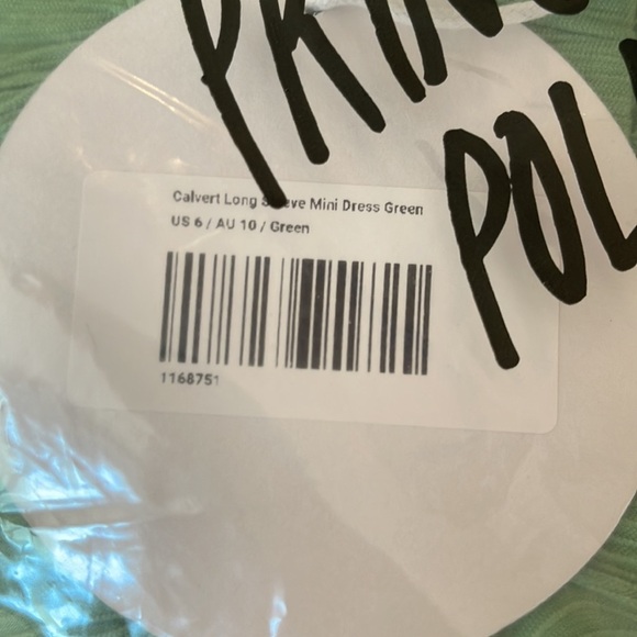 NWT Princess Polly Calvert Long Sleeve Mini Dress Green 4 6 - Picture 13 of 14